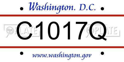 C1017Q District Of Columbia License Plate