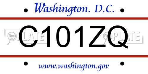 C101ZQ District Of Columbia License Plate