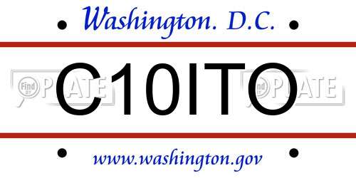 C10ITO District Of Columbia License Plate