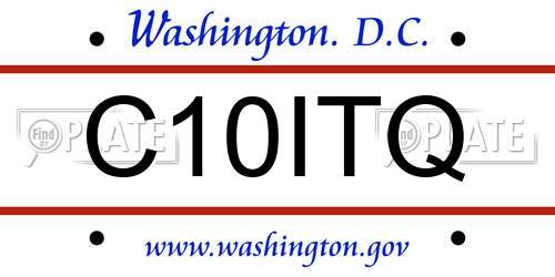 C10ITQ District Of Columbia License Plate