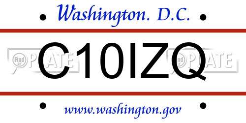 C10IZQ District Of Columbia License Plate