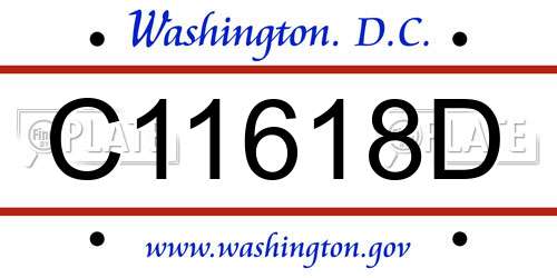 C11618D District Of Columbia License Plate