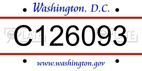 C126093 District Of Columbia License Plate