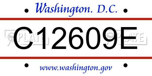 C12609E District Of Columbia License Plate