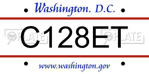 C128ET District Of Columbia License Plate