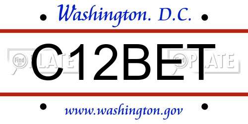 C12BET District Of Columbia License Plate