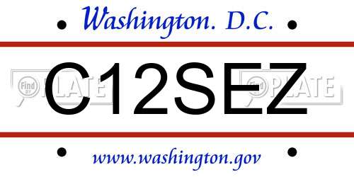 C12SEZ District Of Columbia License Plate