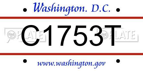 C1753T District Of Columbia License Plate