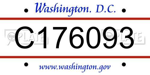 C176093 District Of Columbia License Plate
