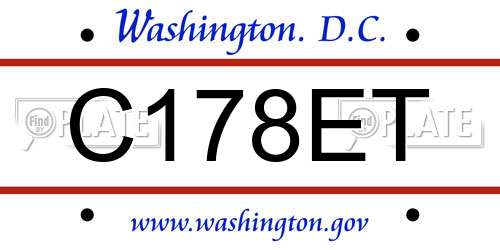 C178ET District Of Columbia License Plate