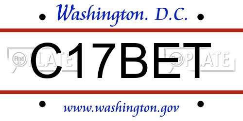 C17BET District Of Columbia License Plate