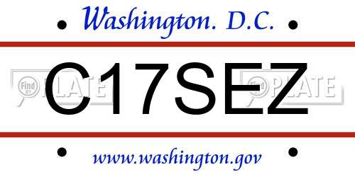 C17SEZ District Of Columbia License Plate