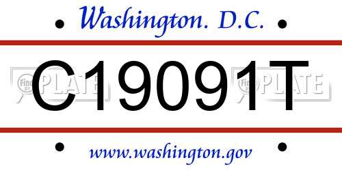 C19091T District Of Columbia License Plate