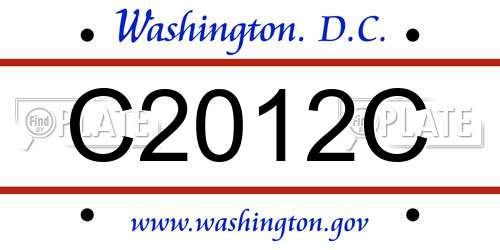 C2012C District Of Columbia License Plate