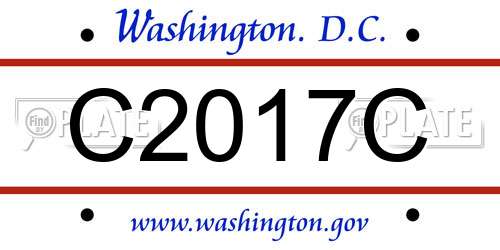 C2017C District Of Columbia License Plate