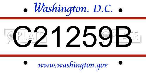 C21259B District Of Columbia License Plate