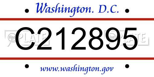 C212895 District Of Columbia License Plate