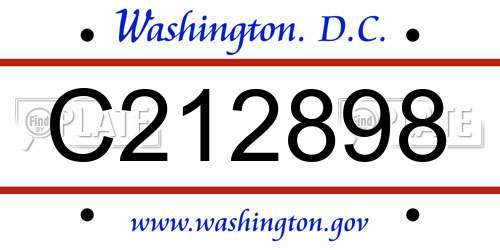 C212898 District Of Columbia License Plate