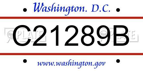 C21289B District Of Columbia License Plate