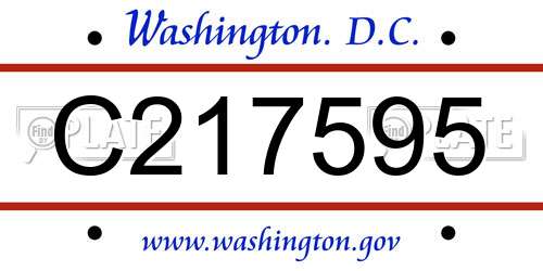 C217595 District Of Columbia License Plate