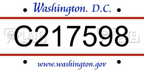 C217598 District Of Columbia License Plate