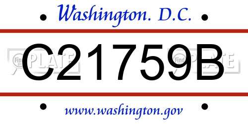 C21759B District Of Columbia License Plate