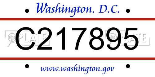 C217895 District Of Columbia License Plate