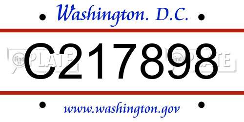 C217898 District Of Columbia License Plate