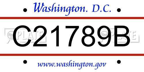 C21789B District Of Columbia License Plate