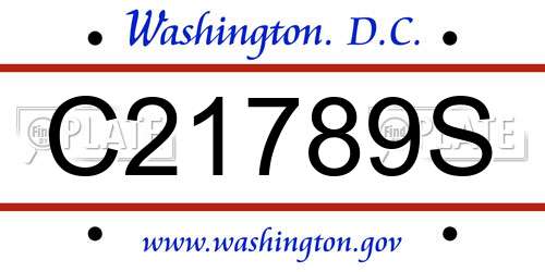 C21789S District Of Columbia License Plate