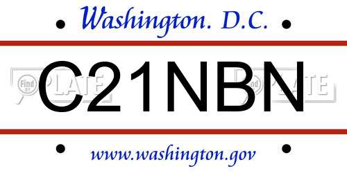 C21NBN District Of Columbia License Plate