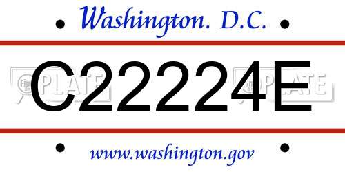 C22224E District Of Columbia License Plate