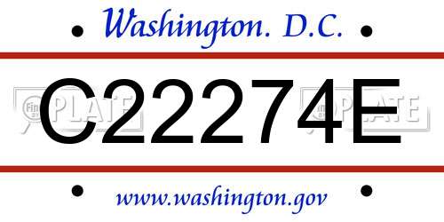 C22274E District Of Columbia License Plate