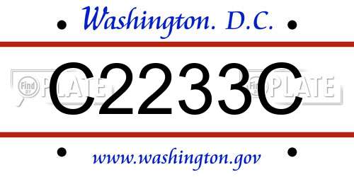 C2233C District Of Columbia License Plate