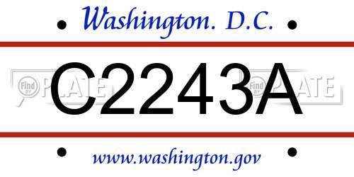 C2243A District Of Columbia License Plate