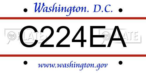C224EA District Of Columbia License Plate