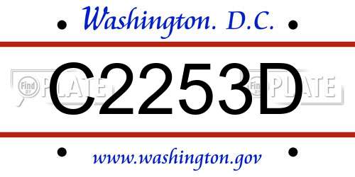 C2253D District Of Columbia License Plate