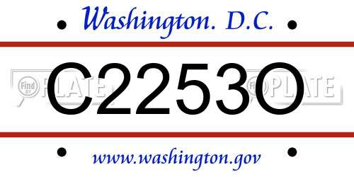 C2253O District Of Columbia License Plate