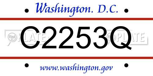 C2253Q District Of Columbia License Plate
