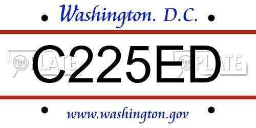 C225ED District Of Columbia License Plate