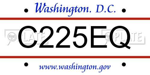 C225EQ District Of Columbia License Plate