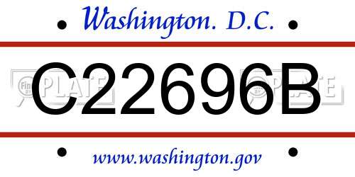 C22696B District Of Columbia License Plate