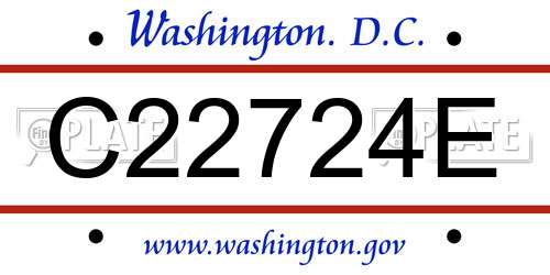 C22724E District Of Columbia License Plate