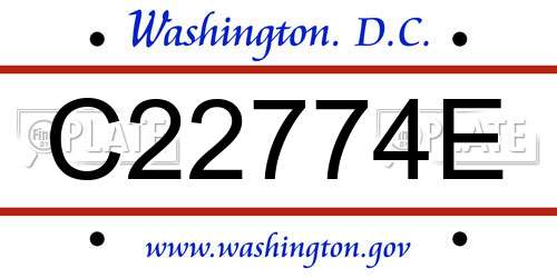 C22774E District Of Columbia License Plate