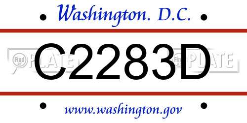 C2283D District Of Columbia License Plate