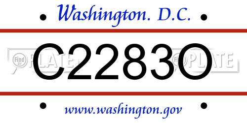 C2283O District Of Columbia License Plate