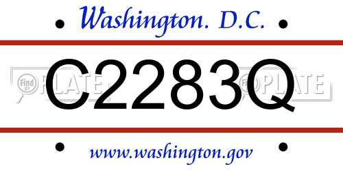 C2283Q District Of Columbia License Plate