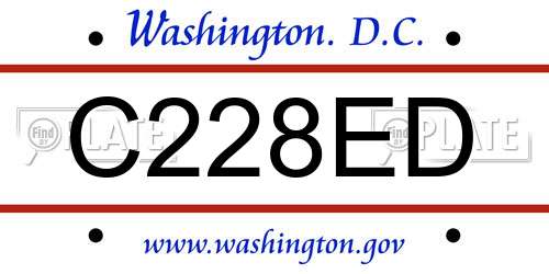 C228ED District Of Columbia License Plate