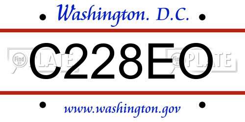 C228EO District Of Columbia License Plate