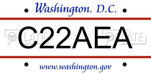 C22AEA District Of Columbia License Plate
